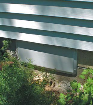 A gray crawl space vent cover in Moreno Valley